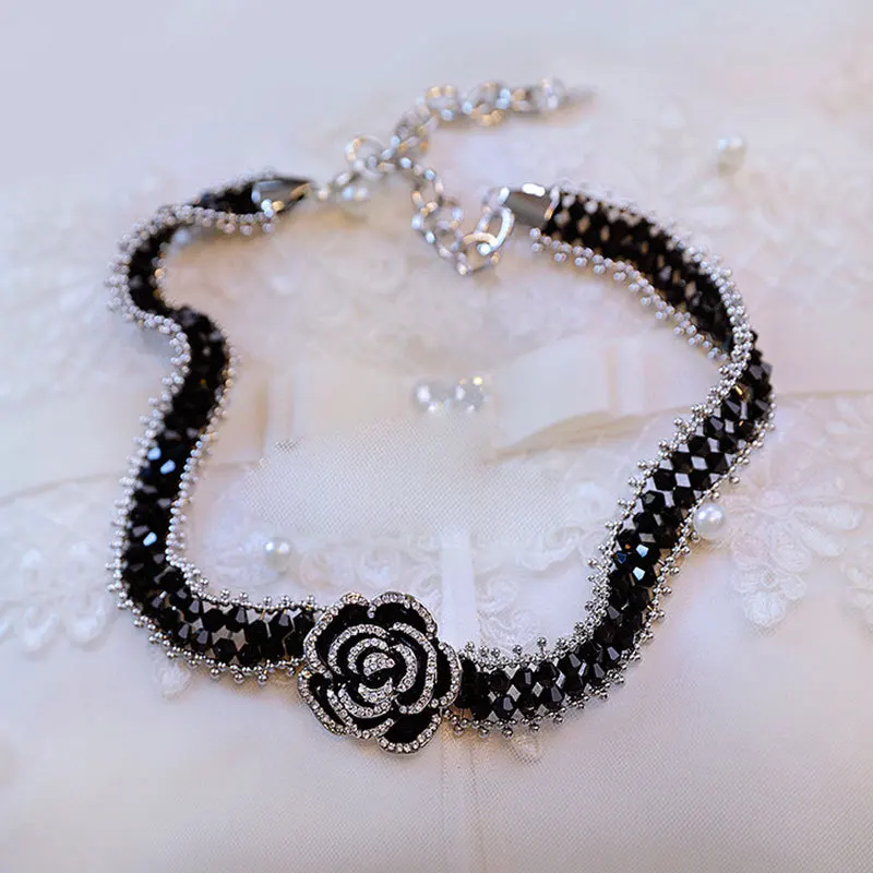 قلادة كاميليا الكلاسيكية للنساء ، مجوهرات فاخرة ، سلسلة طوق ، أساور كريستال المياه ، موضة جديدة