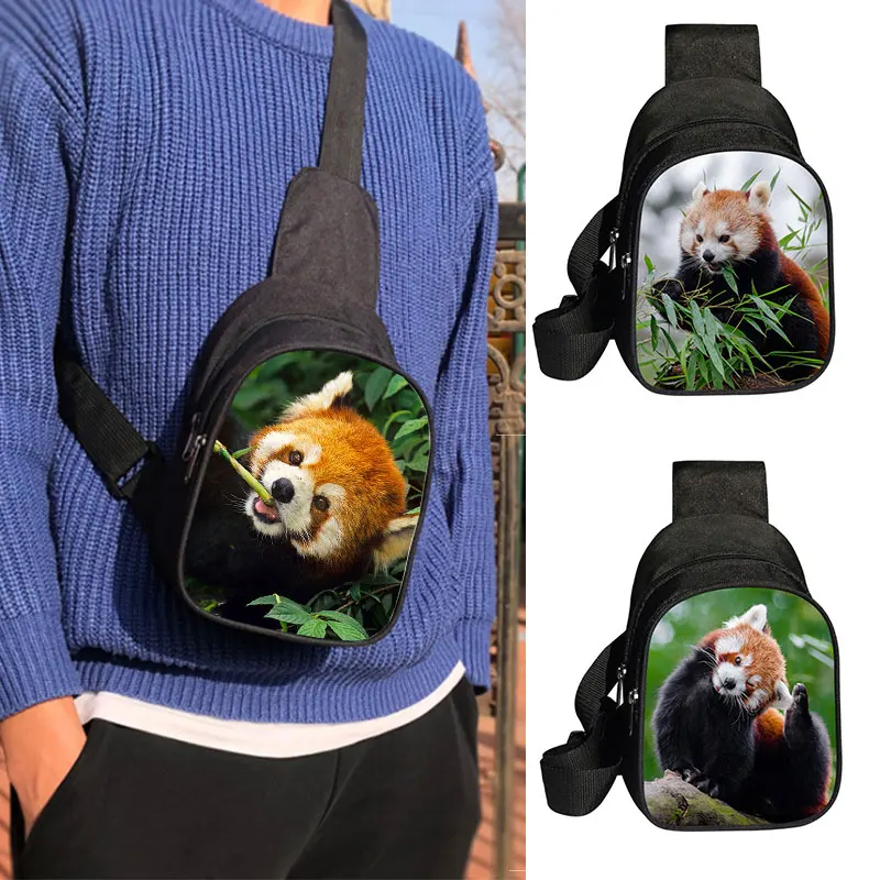 Funny Red Panda Print Chest Bag Men Shoulder Bags for Travel Phone Purse Holder Kawaii Panda Face Girls Crossbody Bag