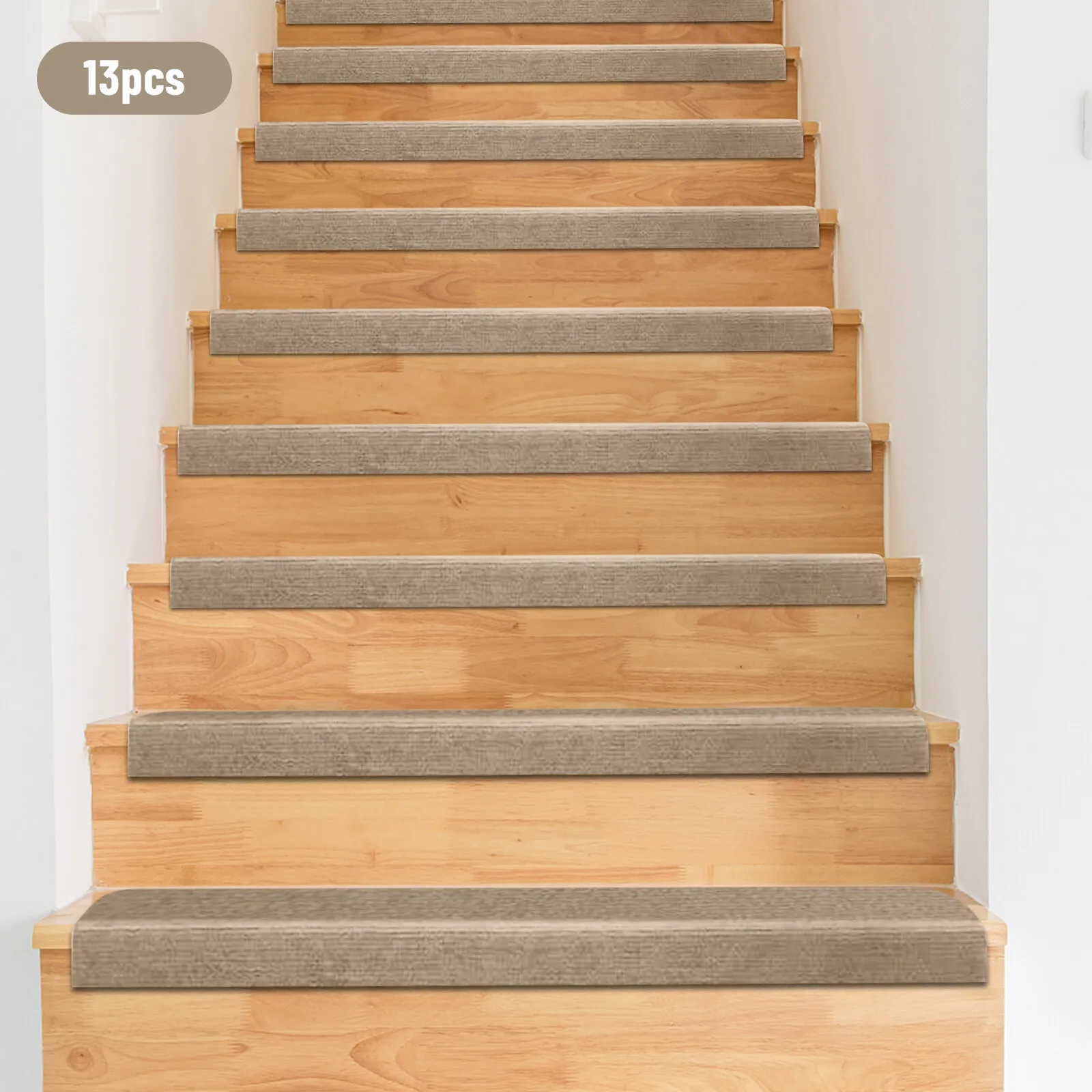 13 Buah Alas Tangga Rumah Dalam Ruangan Anti Selip Pelindung Karpet Warna Beige