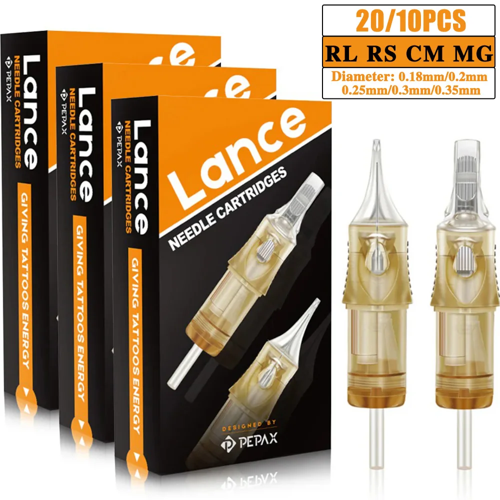 

PEPAX Lance Tattoo Cartridge Needles 20/10pcs Sterilize Cartridge Tattoo Needles RL RS CM MG Permanent Makeup Needles Supply