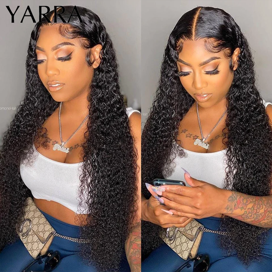 Human Hair Lace Frontal Wig Brazilian Kinky Curly Transparent Pre Plucked13x4 HD Lace Frontal Human Hair Curly Wigs For Women