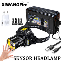 Sensor Headlamp LED Head Flashlight Powerful COB Headlight Head Torch Built-in Battery USB Rechargeable Fishing Camping Lantern