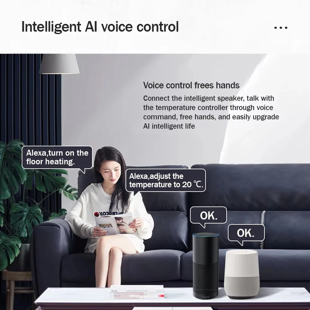 Tuya-インテリジェントwifiサーモスタット,電気床暖房,水,ガスボイラー,温度,音声,Google Home用リモコン,Alexa