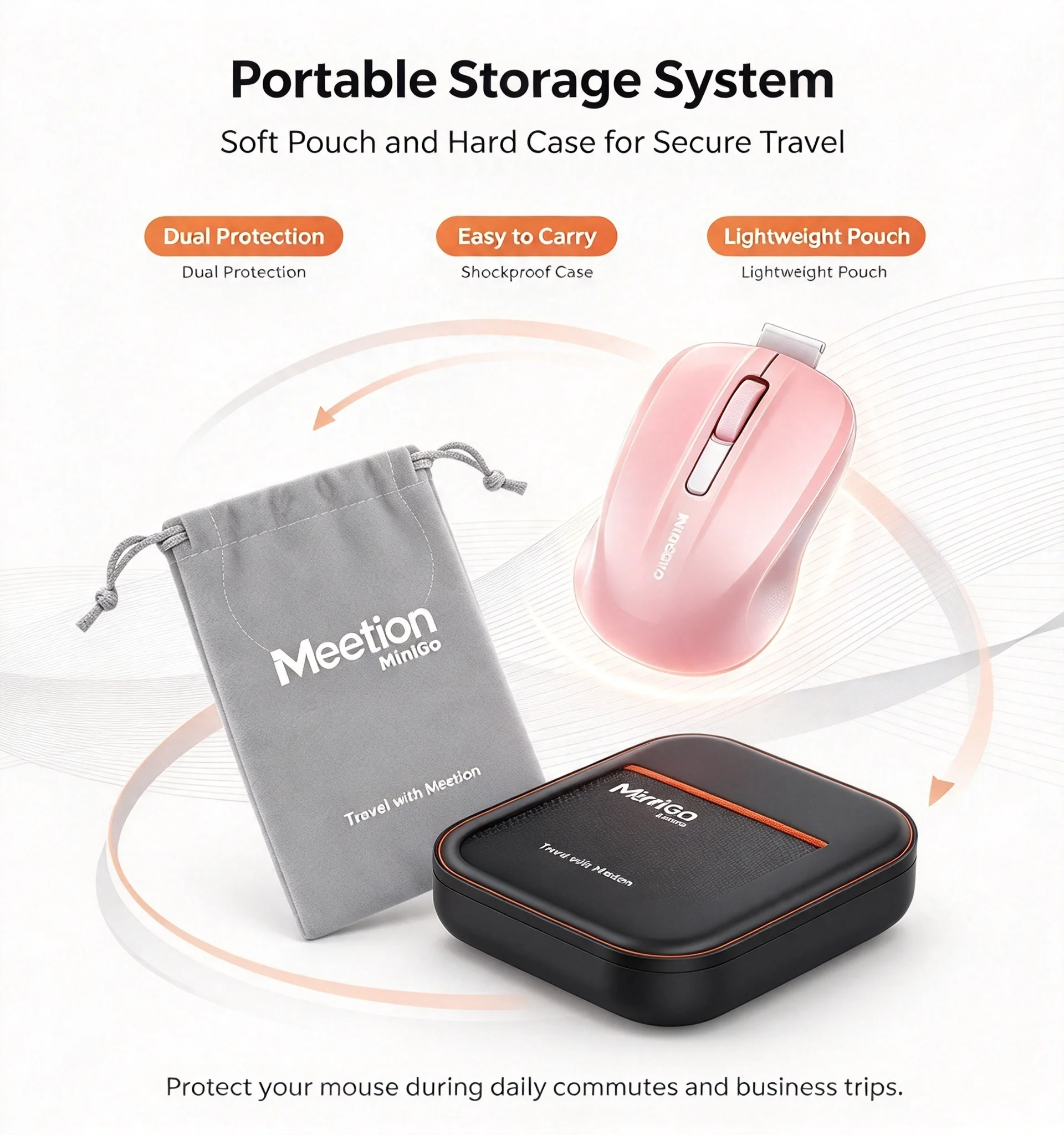 Wireless 2.4G Bluetooth Ergonomic Rechargeable Mouse Office Stylish Slient Click Portable Mini Mouse With Storge For PC Computer