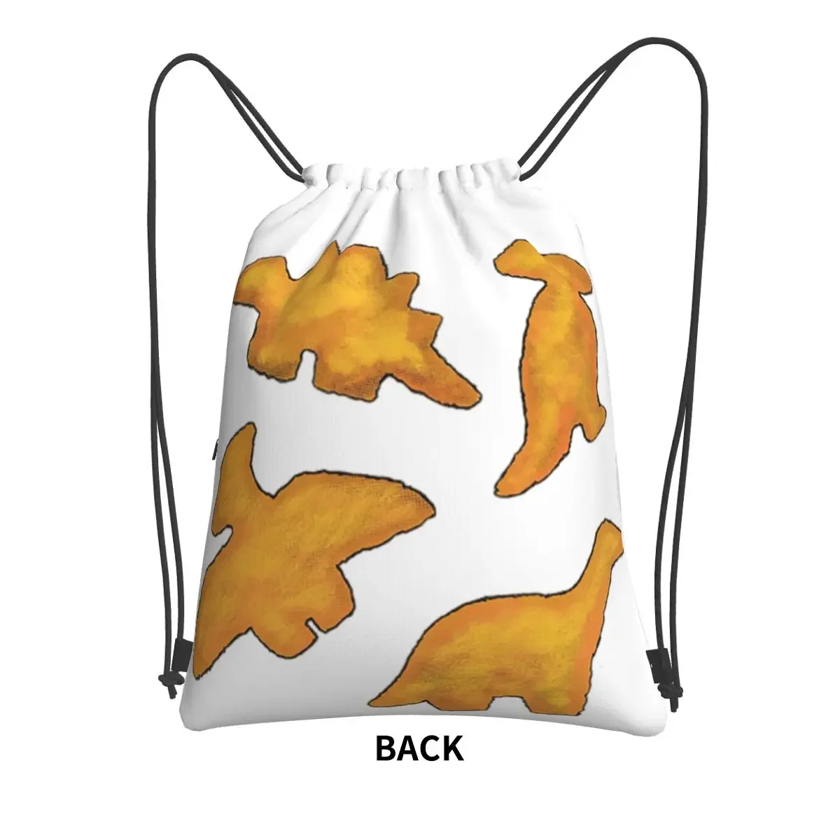 Dino Nuggets 4pc Ranch Attack Backpacks Drawstring Bag Casual Drawstring Bundle Pocket Storage Bags For Travel Sport Man Woman