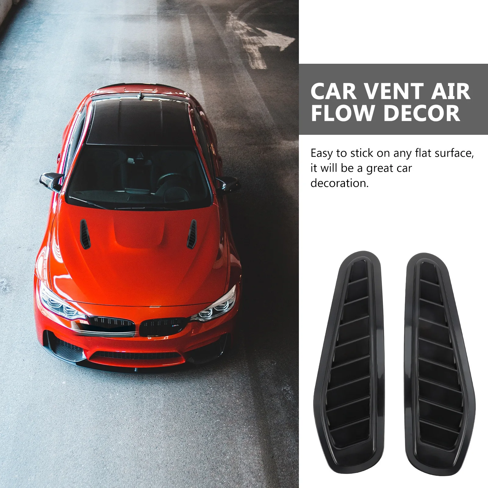 

1Pair Car Hood Vent Decoration Practical Easy Install Air Flow Intake Cover Universal Auto Hood Vent Paste Side Vents