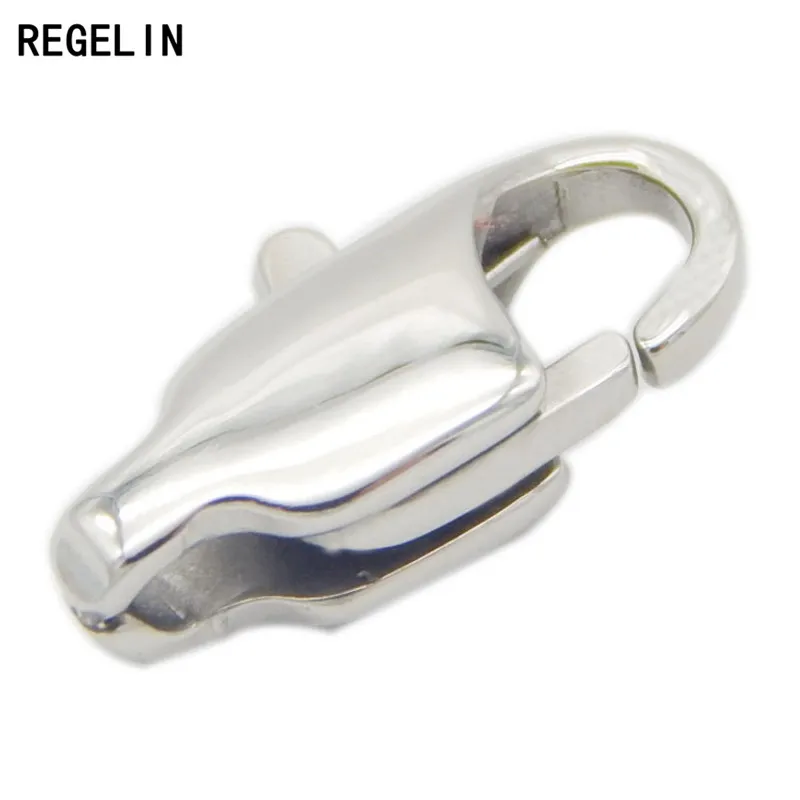 REGELIN 5pcs/lot High Quality 11/13mm Silver Tone 316L Stainless Steel Lobster Clasps Hooks Connector Jewelry Making Accessories