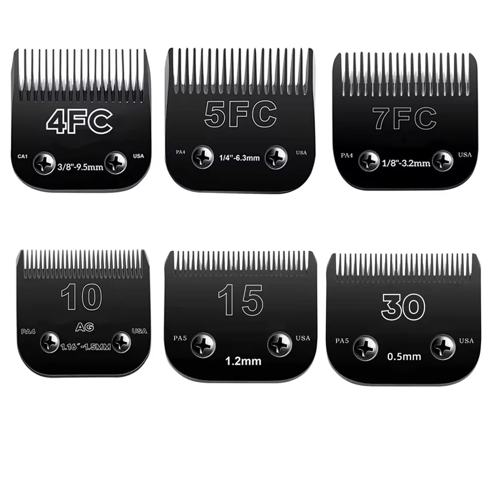 4FC#5FC#7FC#10#15# Black Blade Dog Grooming,Detachable Pet Clipper Blade,  Made of Stainless Steel Blade Compatible