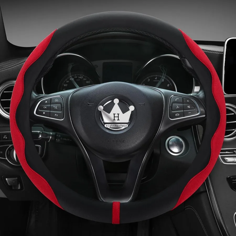 

Luxury Suede Steering Wheel Cover for Cars Soft Leather Padded Wheels Cover for Sedan SUV Auto Interior Accessories Thin Car Ha