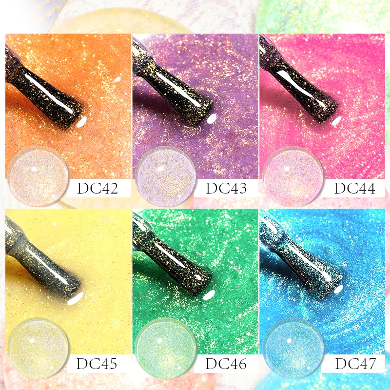 Mtssii 6ml glitter gel unha polonês brilhante colorido lantejoulas semi permanente embeber fora uv gel arte do prego jelly verniz