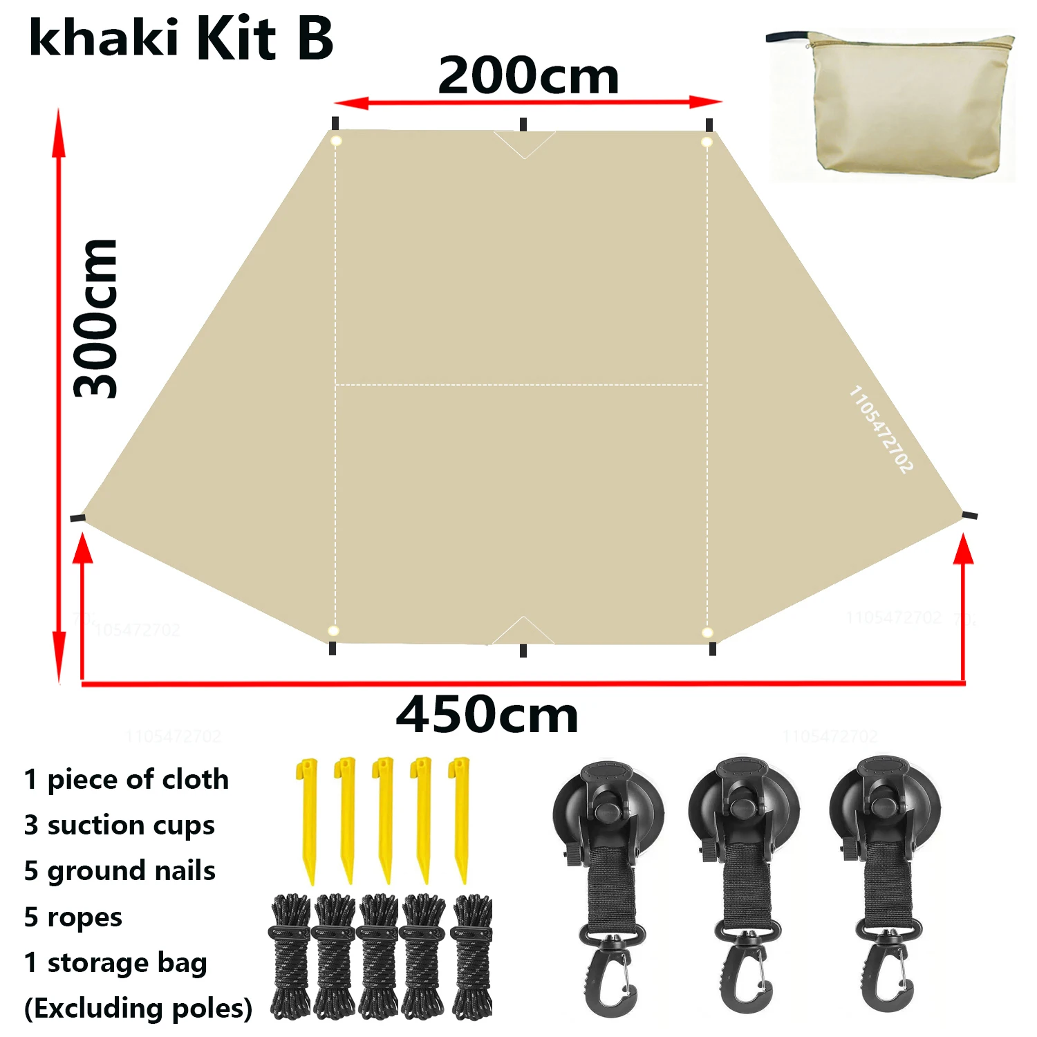 Sonnenschutz-Zelt für Auto-Seitenwand in Fledermausform, Silberbeschichtetes Wasserdichtes Tuch, Wasserdicht, für Outdoor-Camping, SUV-Box-Typ Auto-Heckabdeckung – Detail 15