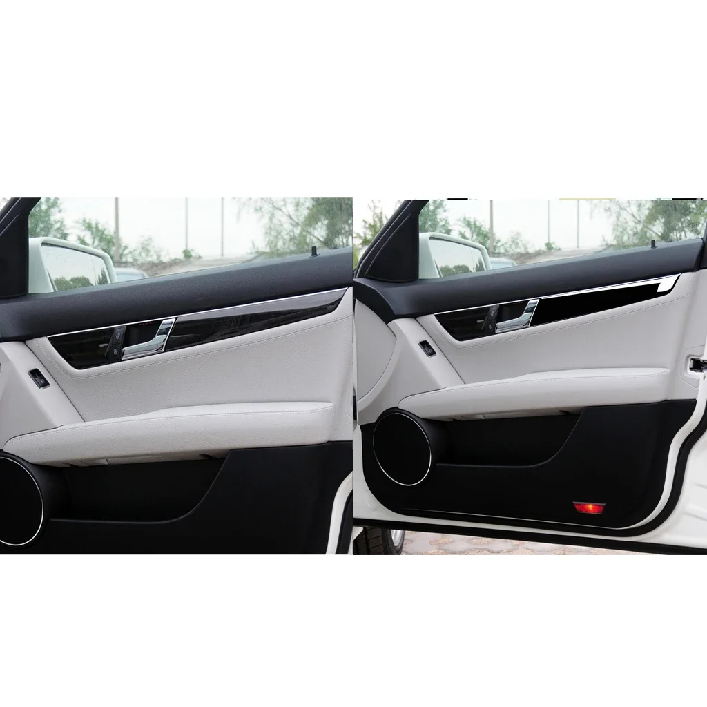 For Mercedes Benz C Class W204 2007-2013 Accessories Car Interior Door Panel Trim Sticker Gloss Black Plastic