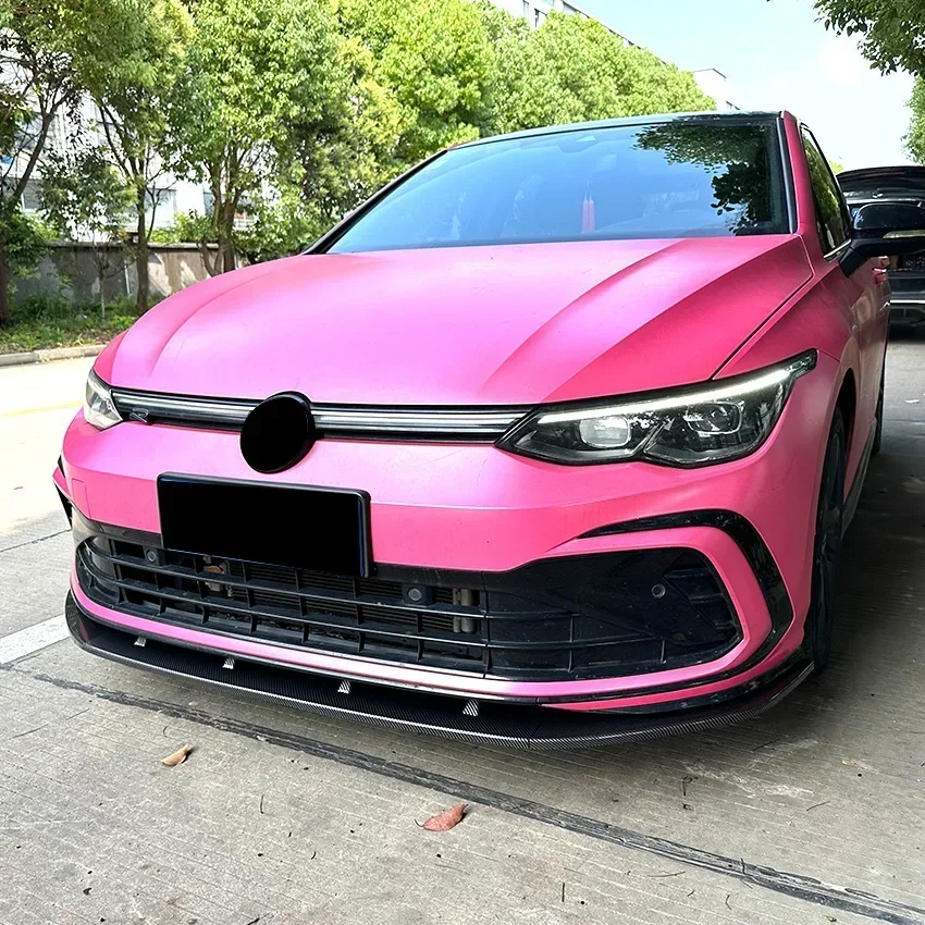 For VW Golf MK8 GTI 2020-2024 Body Kit Front Bumper Lip Carbon Fiber Look Sport Style Front Bumper Diffuser Car Accessories