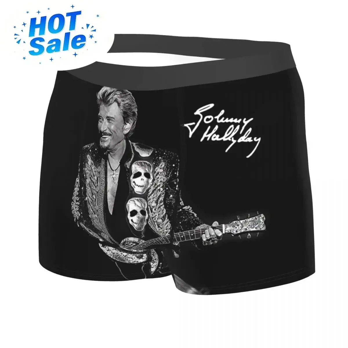 Custom Male Fashion Johnny Hallyday Underwear French Singer Rock Music Boxer Briefs Soft Shorts Panties Underpants