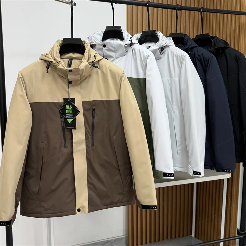 

Men's Casual Hooded Cotton Jaet Self-Heating Outdoor Wear Autumn Winter Faion Urban Sle Long Sve Loose Fit Coat