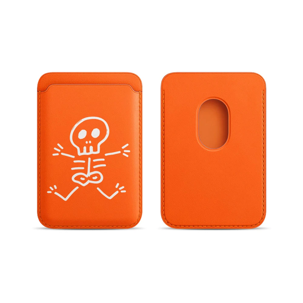 Leder-Kartenhalter Künstlerischer Totenkopf-Geldbörsen-Cover Telefonkartenhalter für Magnetische Hülle Geeignet für alle iPhones für Magsafe Karten-Handytasche – Detail 6