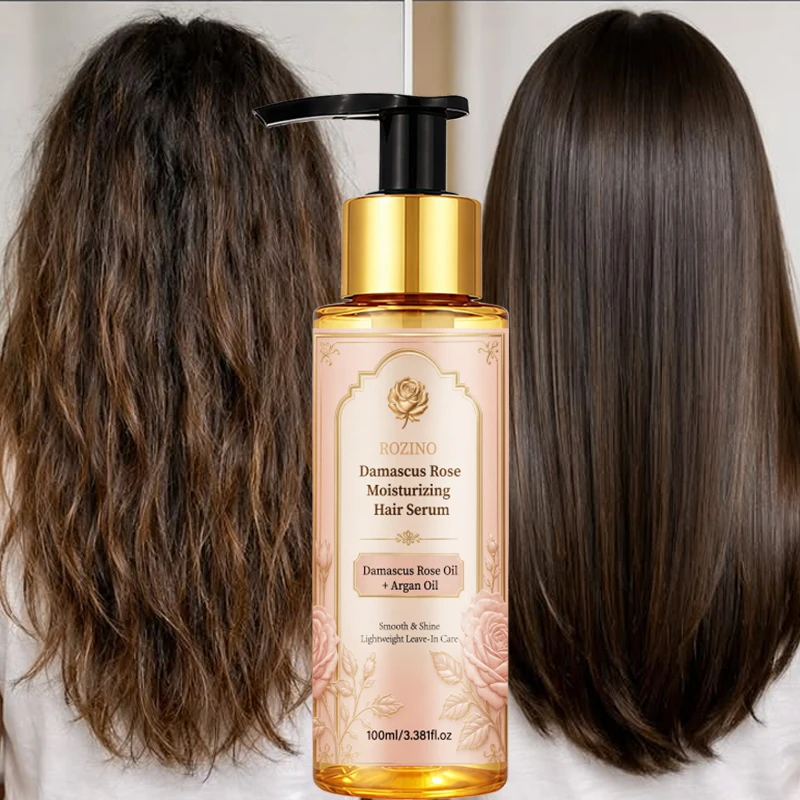 (No Need to Rinse) Rozino Bulgarian Damascus Rose Hair Care Essence, with a Clear, Watery Texture That Is Lightweight and Easy to Absorb, Instantly Moisturizes and Softens Hair, Instantly Smooths Frizz and Eliminates Tangles, Long-Lasting Moisture Retention, Reduces Static Electricity, with a Delicate Rose Fragrance That Lingers, Suitable for All Hair Types, Portable for On-The-Go Care, Ideal for Personal Use and as a Gift.
