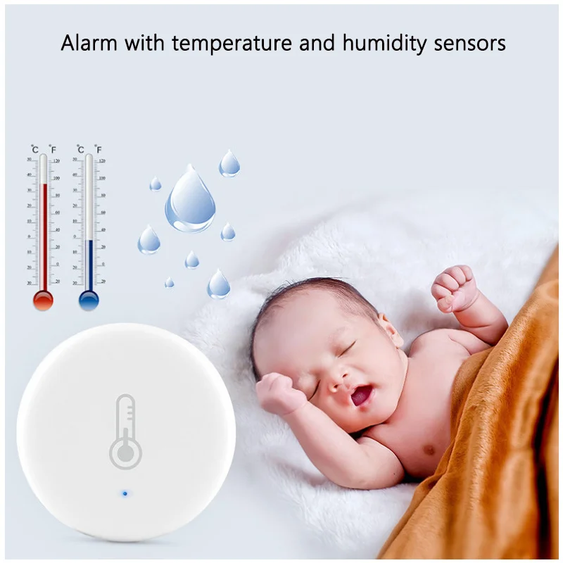 Graffiti Smart ZigBee Temperature & Humidity Sensor Tuya Home Linkage Wireless Intelligent Hygrometer App Remote Control Siren