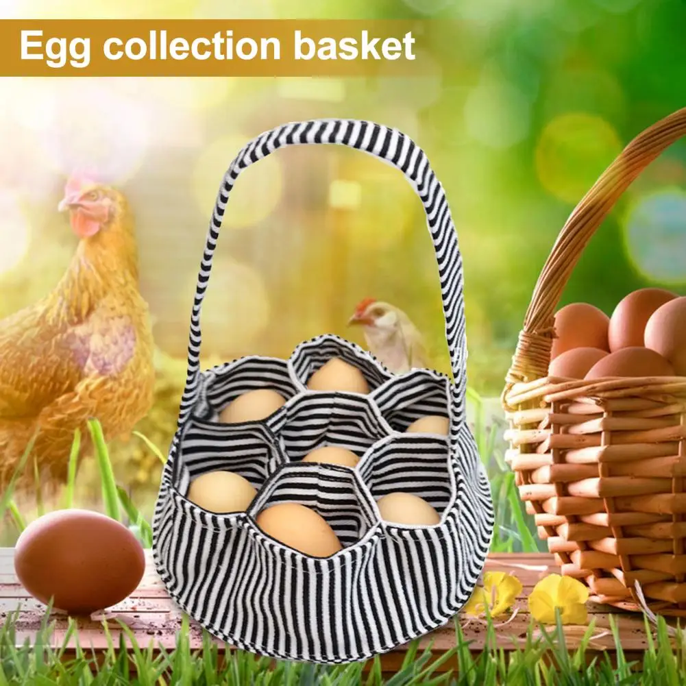 

Backyard Pick-up Basket Canvas Egg Basket Capacity Egg Collection Basket with Chicken Print Durable Farmhouse Handbag for Easy