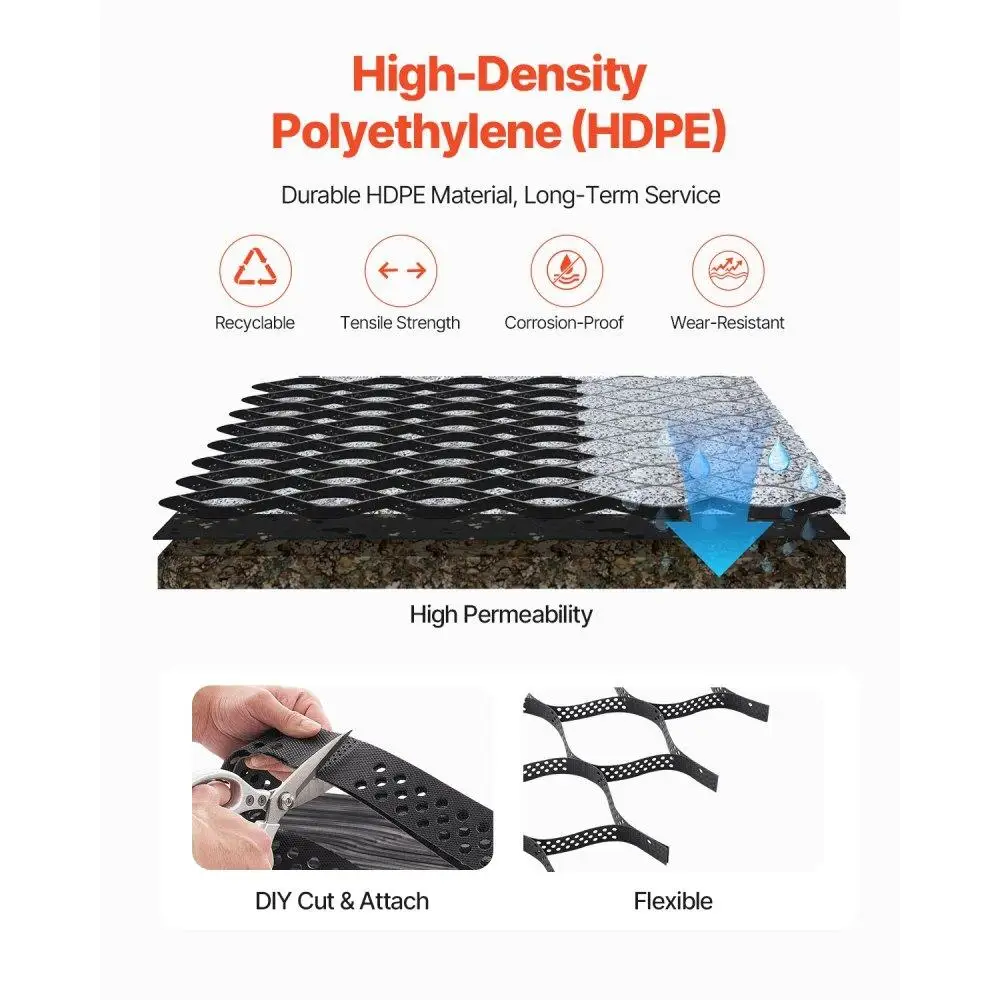 شبكة جيوسيل متينة بعمق 2 بوصة للحصى 32.81 × 9.84 قدم حل تثبيت أرضي مرن