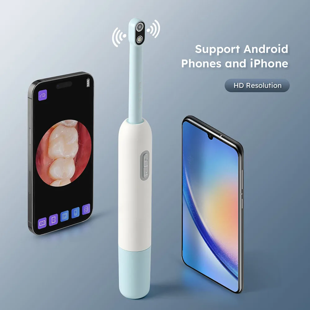 Azdent dental sem fio wifi visual endoscópio inspeção boca câmera com 7 leds de luz fria branca foco automático