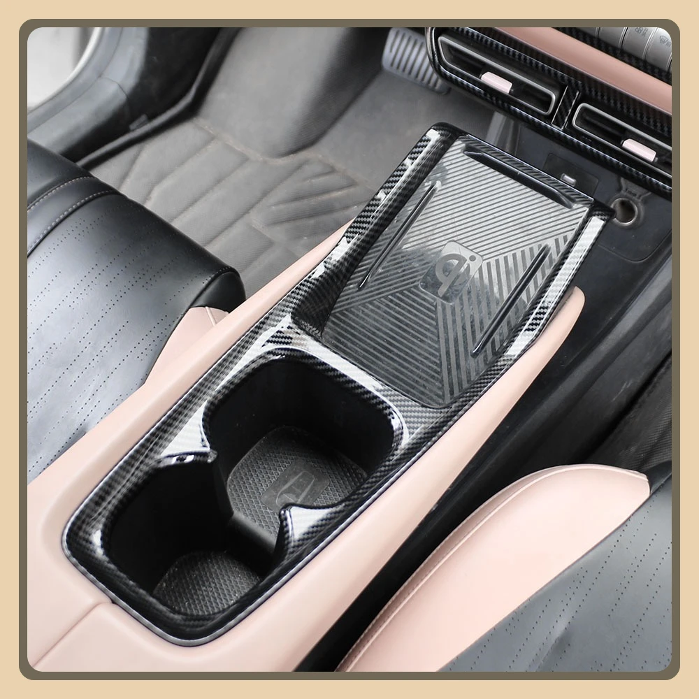 تقليد ألياف الكربون الداخلية والعتاد التحول غطاء حامل الكأس الكسوة ل BYD دولفين ميني ل BYD النورس 2024 2025 #4