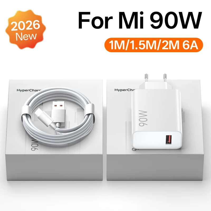 

Зарядное устройство Xiaomi 90W GaN Turbo Fast Charge EU Hypercharge с кабелем Type-C 6A для Mi 15T, 15, 14, 13, 12 Pro, Ultra, Poco X7, X6