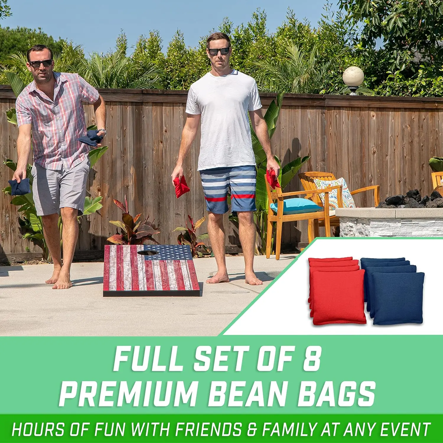 

Choose 4 x 2 ft or 3 x 2 ft Boards - Includes 8 Bean Bags, Travel Case, and Game Rules (Choice of Style)