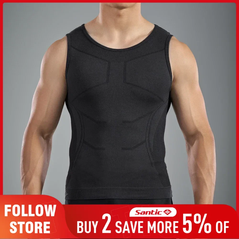 

Santic мужской бесшовный велосипедный жилет быстросохнущий спортивный базовый слой для спортзала летний уличный дышащий MTB дорожный трикотаж без рукавов
