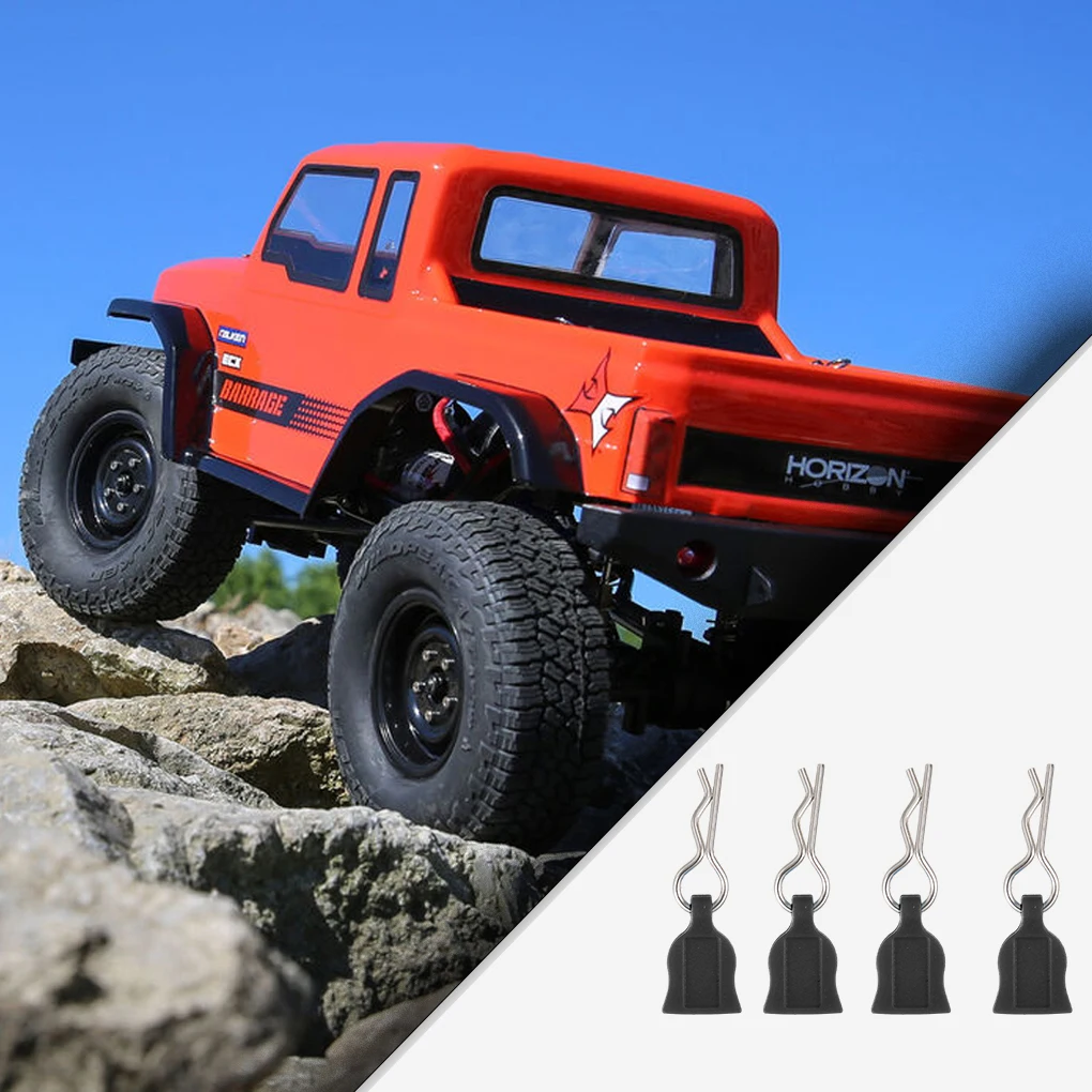 4個入り メタルR型 車体固定クリップピン タブ付き アキシャルSCX10 TRX-4 MJXハイパーゴー 1/8 1/10 RCカーパーツ用