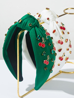 Diamond Encrusted Cherry Headband Knotted Fruit Style with Creative Alloy Drip Oil Accessorize Fresh Fashion High