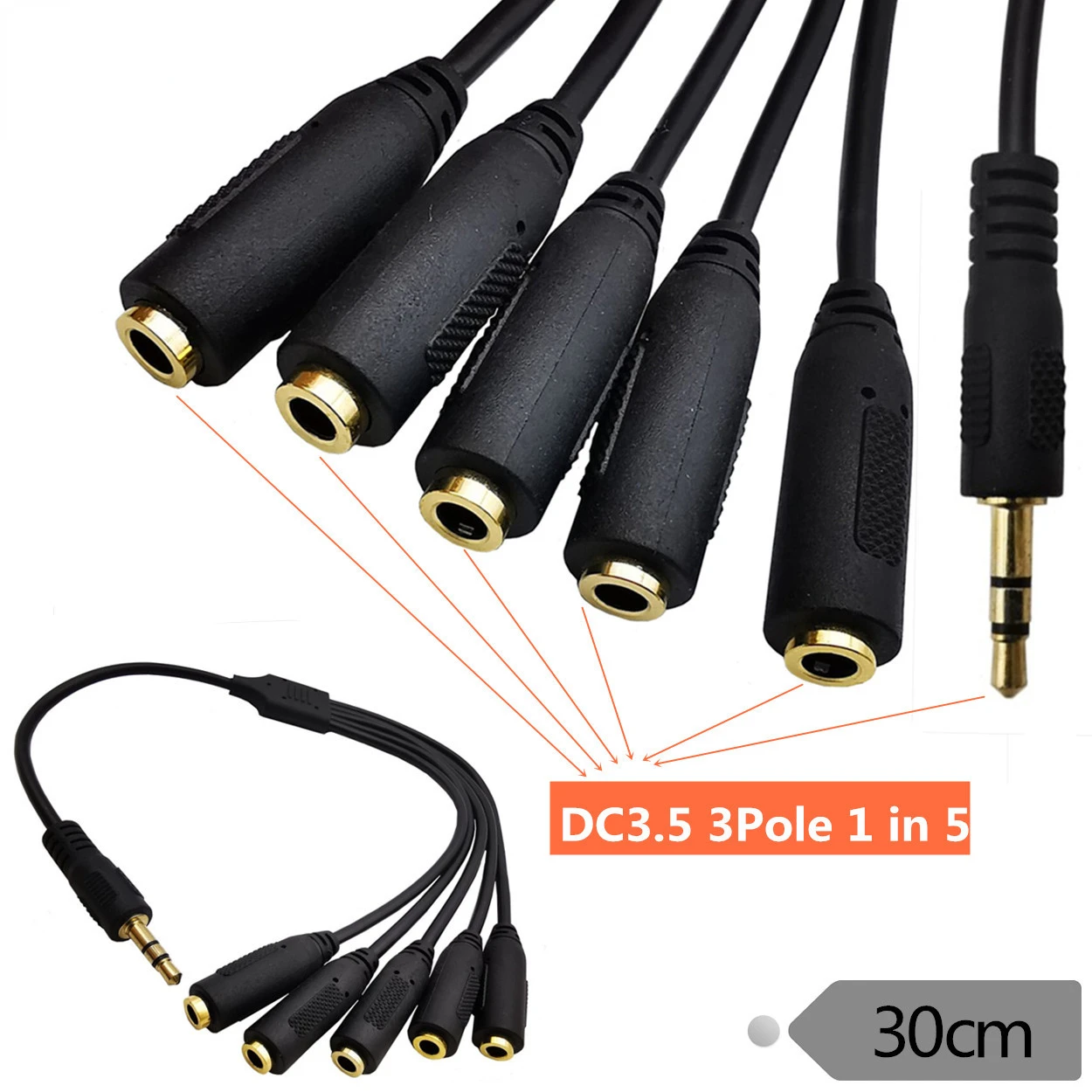 Splitter Cable 3.5mm 1 To 3 4 5 Splitter Stereo Plug Male To 1/8\