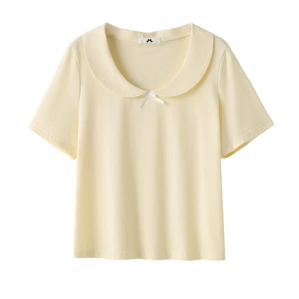 Camiseta feminina plus size de manga curta, 65-175kg, estilo suave, gola de boneca, novo verão, aparência de emagrecimento, moda casual