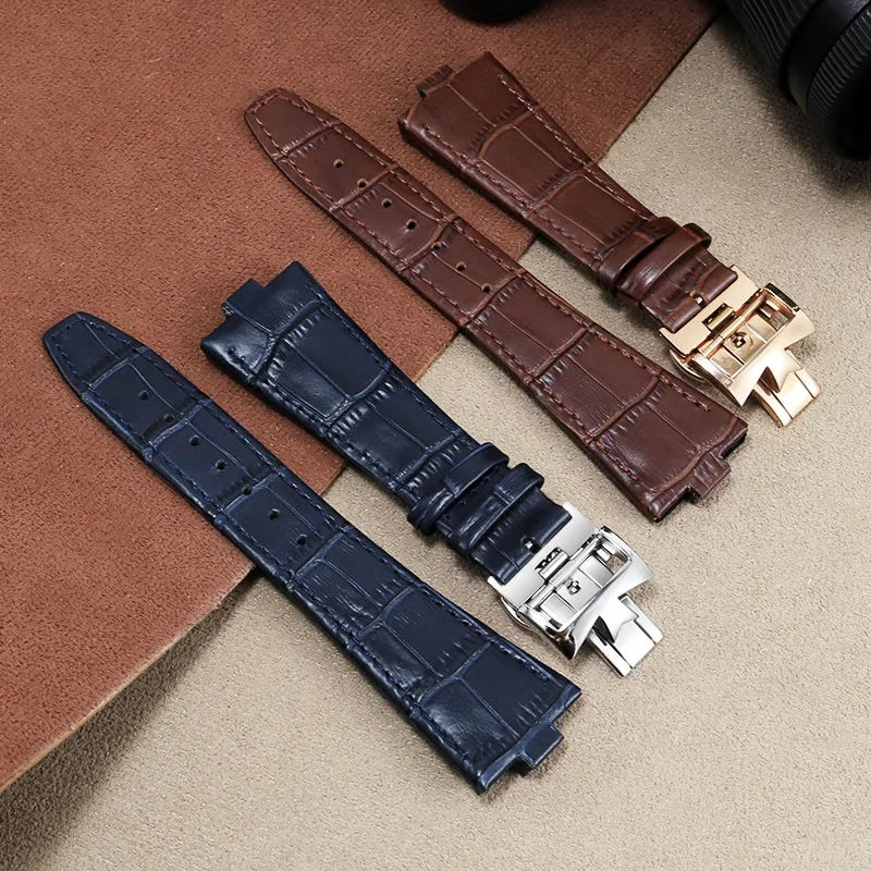 Genuine Leather Watchband For Vacheron Constantin OVERSEAS Series 4500V 5500V P47040 Buckle Men Watch Strap 25-8mm