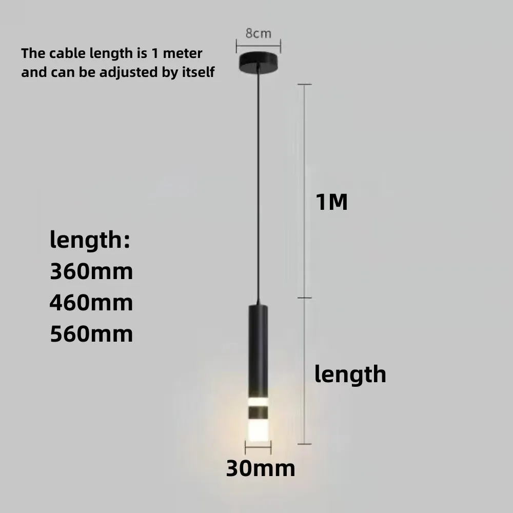 Imagem -05 - Dimmable Cylinder Led Pendant Light Tubo Longo 7w 10w Cozinha Luzes de Sala de Jantar Tubo Led Redondo Lâmpadas Suspensas para Decoração de Casa