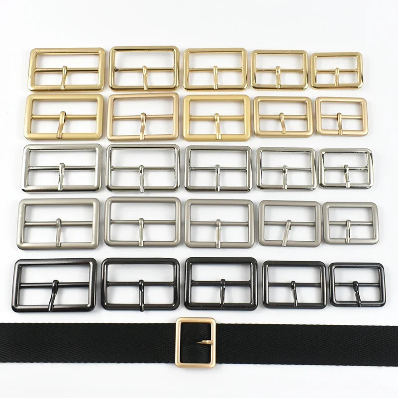 Meetee 10Pcs 20-50mm Metal Pin Buckle Bag Strap Slider Webbing Adjust Hook Decoration Clasp Garment Belt Buckles Clips Accessory