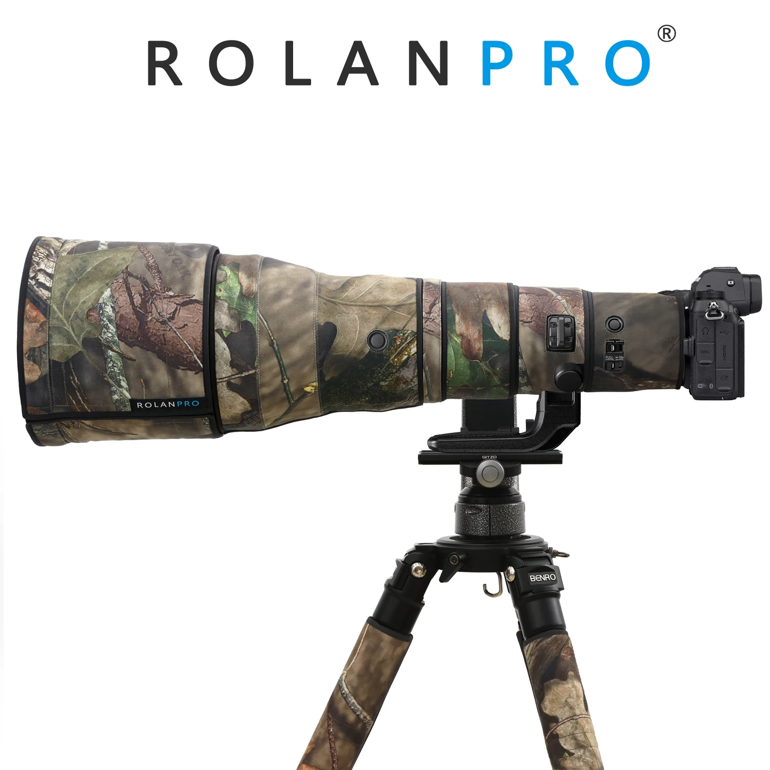ROLANPRO Wodoodporny pokrowiec na obiektyw do Nikon Z 800mm f/6.3 VR S Kamuflażowy pokrowiec na obiektyw Pokrowiec na broń Pokrowiec na obiektyw Z800