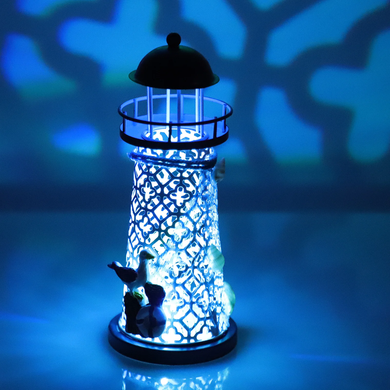 

1pc Iron Art Lighthouse Holder Sky-Blue Mediterranean Decor For Home Office Desktop Ornament Festival Gift Craft