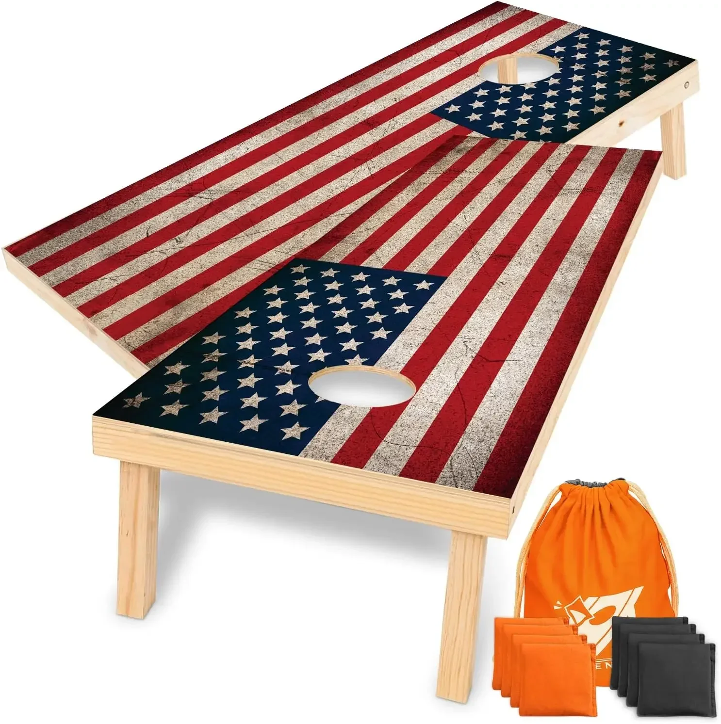 Wood Premium Cornhole Set, 4 Feet x 2 Feet Game Boards, Includes Set of 8 Corn Hole Toss Bags, Classic Cornhole Set