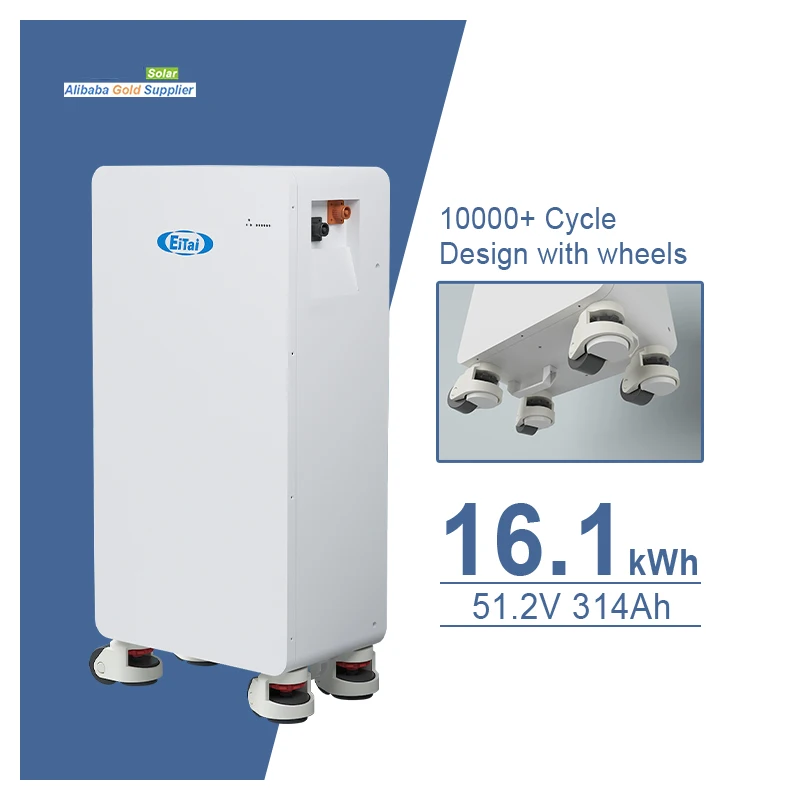 Veelzijdige 51,2 V zonne-energie wandgemonteerde lithiumbatterij 314 Ah 16 kWh energiebesparende functies