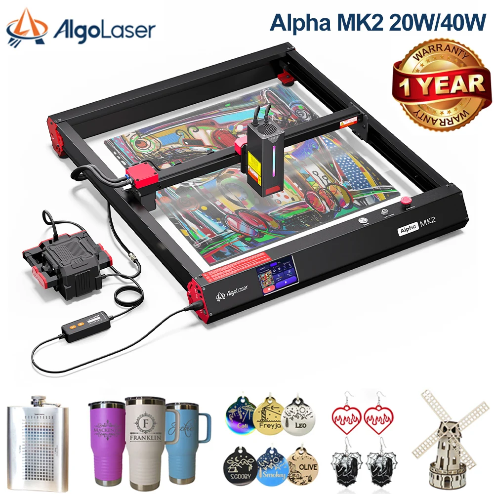 

AlgoLaser Alpha MK2 20W/40W Powerful Laser Engraver DIY Business Laser Cutter Engraving Machine For Metal Wood Acrylic Metal