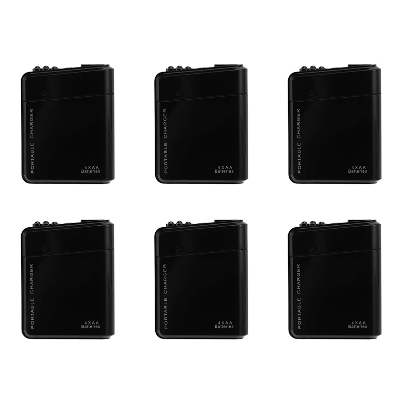 

6Pcs Black 4X AA Battery Portable Emergency Power Charger USB For Cell Phone