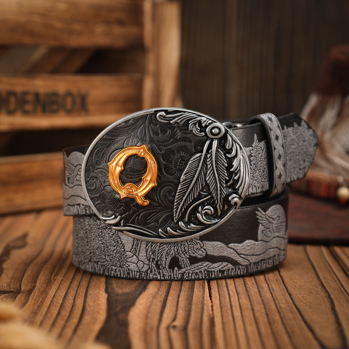 Ein lässiger, individueller und retroartiger Gürtel, ein Kleidungsaccessoire im Western-Stil, Metallschnalle, PU-Gürtel, geeignet für sowohl Männer als auch Frauen – Detail 3