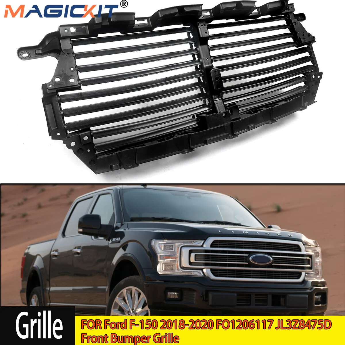 Upper Radiator Grille Air Shutter Control Assembly For Ford F150 F-150 2018-2020