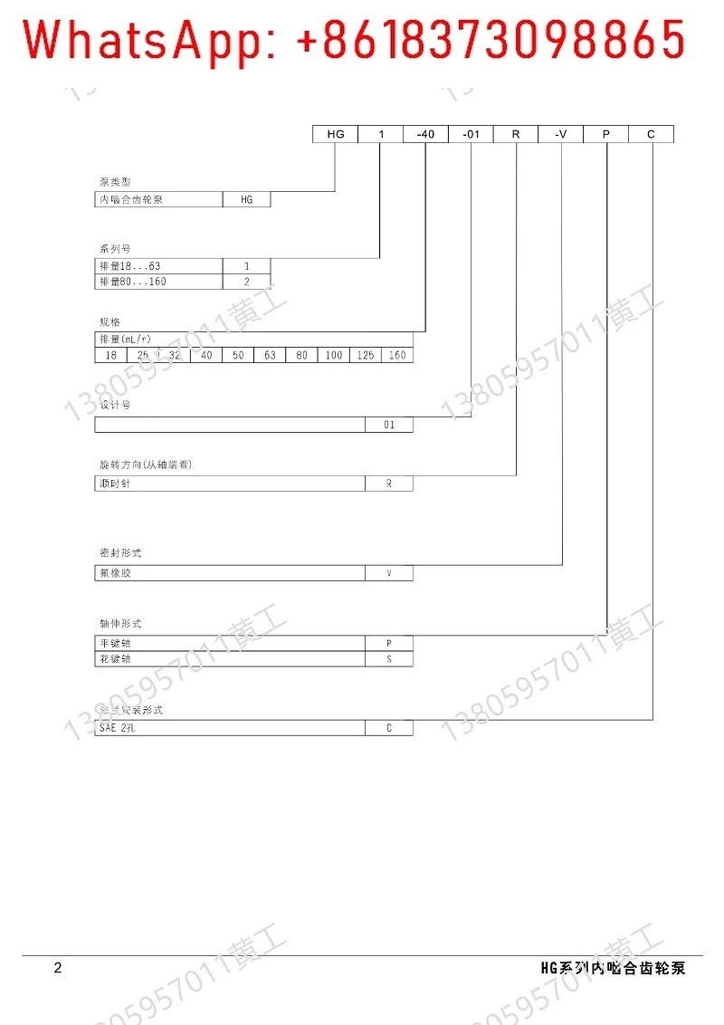 مضخة تروس شبكية HG1-50-01R-VPC-36 HG1-63-01R-VPC