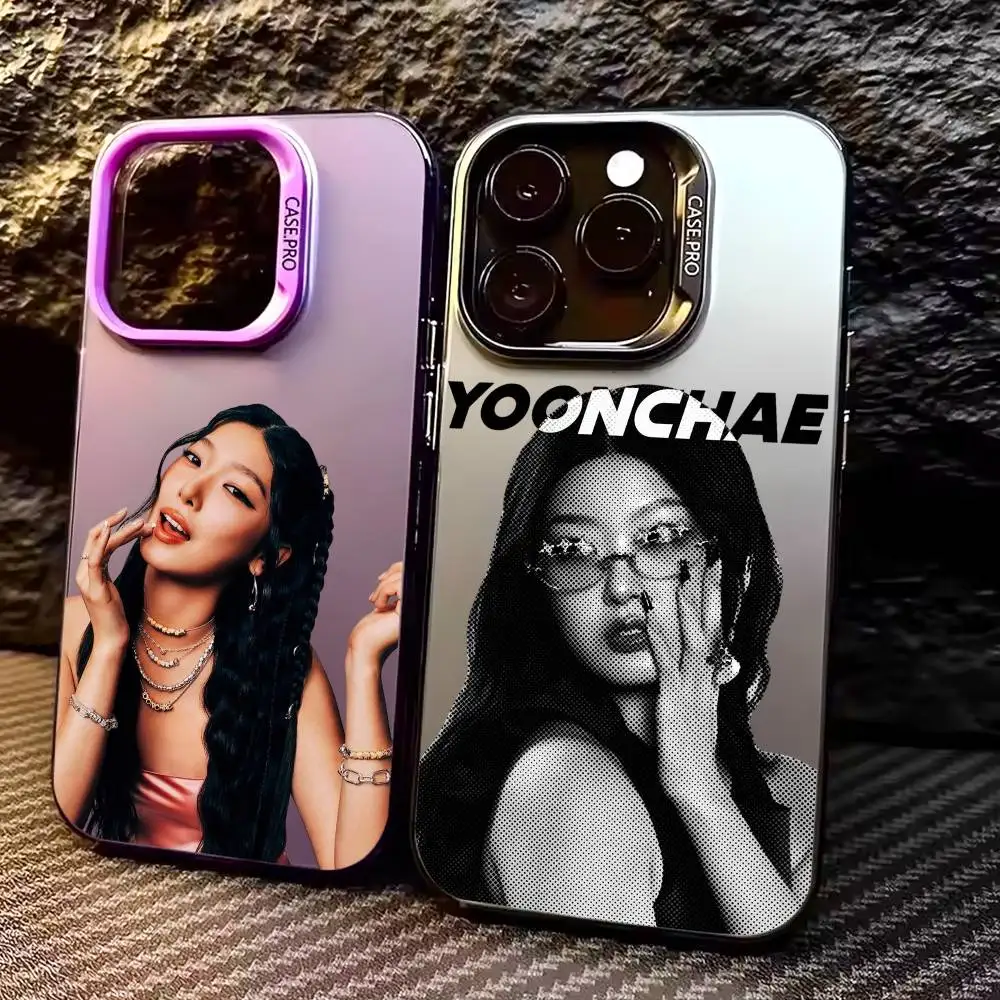 Y-YOONCHAE K-KATSEYE Colorful Silver Back Phone Case For IPhone 17 16 15 14 13 12 11 Plus Pro Max Plus