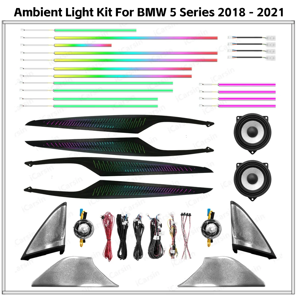 

APP Control RHD/LHD G30 Ambient Lighting for BMW 5 Series 2018-2023 Interior LED Speaker Cover Tweeter Light Upgrade Kit