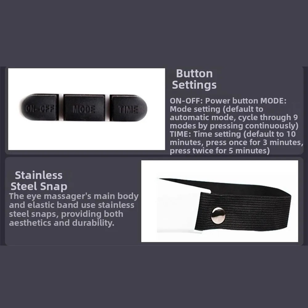 

9 Modes Vibration Electric Eye Massager Adjustable Buckle Magnetic Beads Eye Care Machine Eye Protection Beauty Care