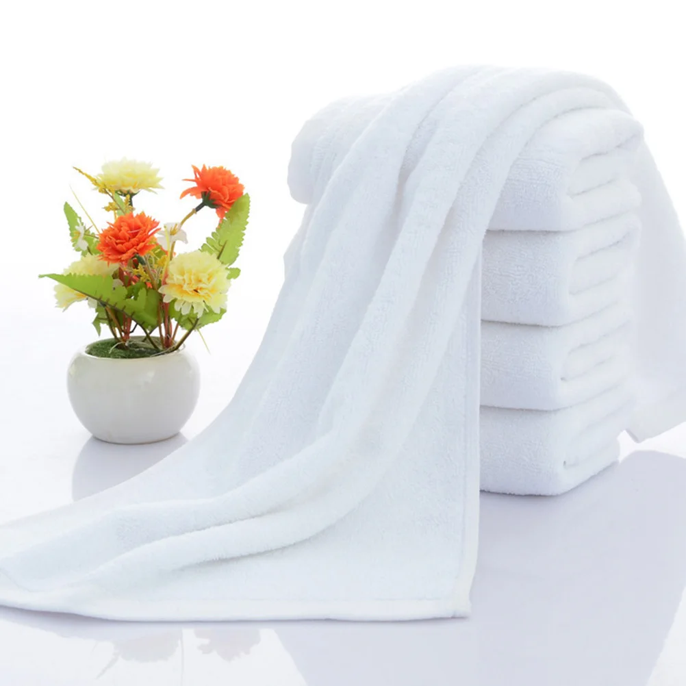 

Cotton Towels Thick Absorbent Antibacterial For Home Hotel Salon Washing Towels Barber Shop White Towel Set