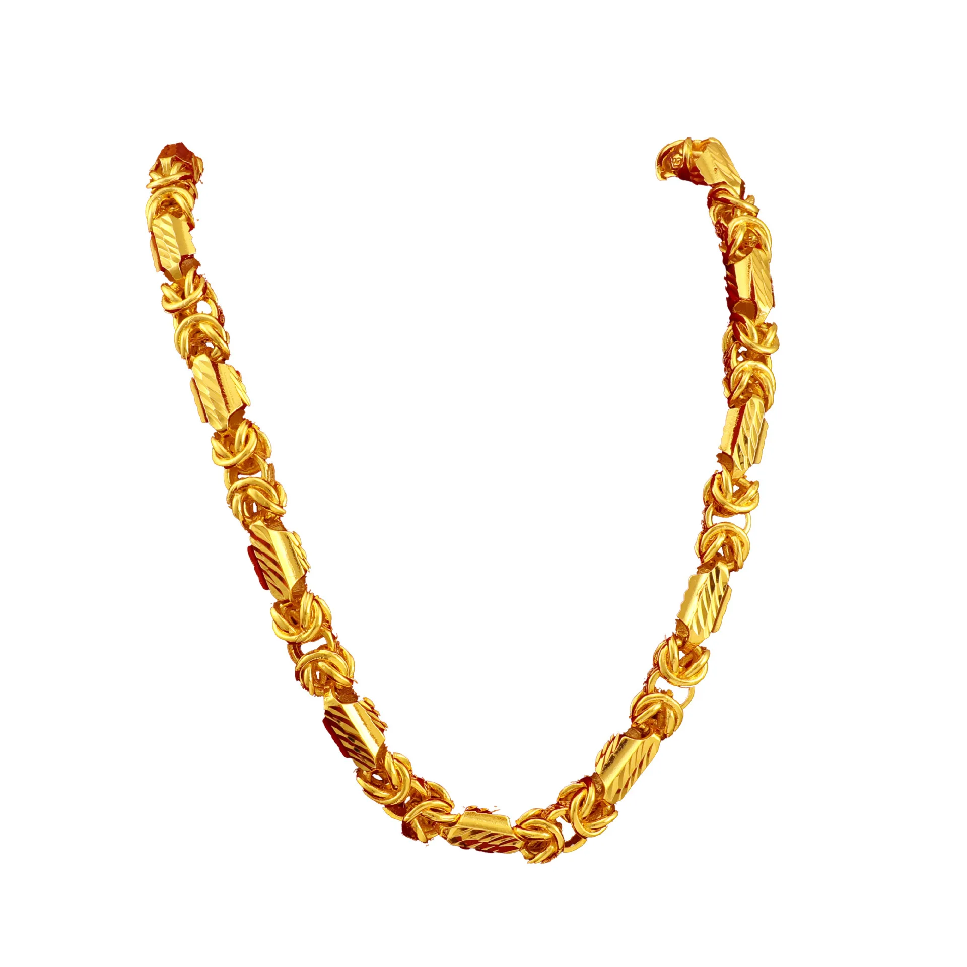 بريق الذهب التنين نمط الرجال الرائدة قلادة الخيزران مسمار الرمال النحاس مطلي 18K الذهب الفتوة الغلاف الجوي رجل قلادة سلسلة